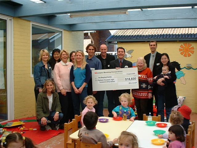 Some of the Microsoft participants proudly handing over their contribution to The Shepherd Centre